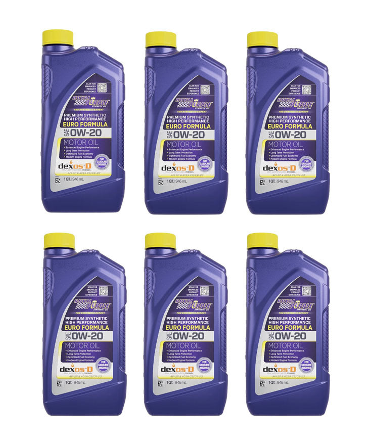 ROYAL PURPLE 11915 Royal Purple 11915 0W20 European Formula Synthetic Motor Oil – 6 Quart Case