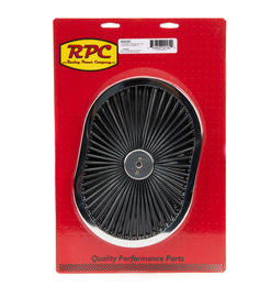 RACING POWER CO-PACKAGED R2216T 12in Super Flow Oval Air Cleaner Black Mesh