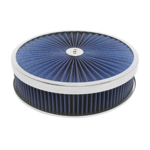 Load image into Gallery viewer, RACING POWER CO-PACKAGED R2226 14in X 3in Super Flow Ai r Cleaner Chrome/Blue