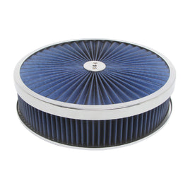 RACING POWER CO-PACKAGED R2226 14in X 3in Super Flow Ai r Cleaner Chrome/Blue