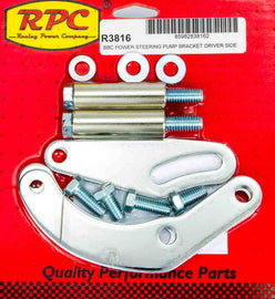 RACING POWER CO-PACKAGED R3816 BBC Saginaw Power Steer Bracket Swp Chrome