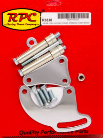 RACING POWER CO-PACKAGED R3830 SBC Saginaw Power Steer Bracket Lwp Chrome
