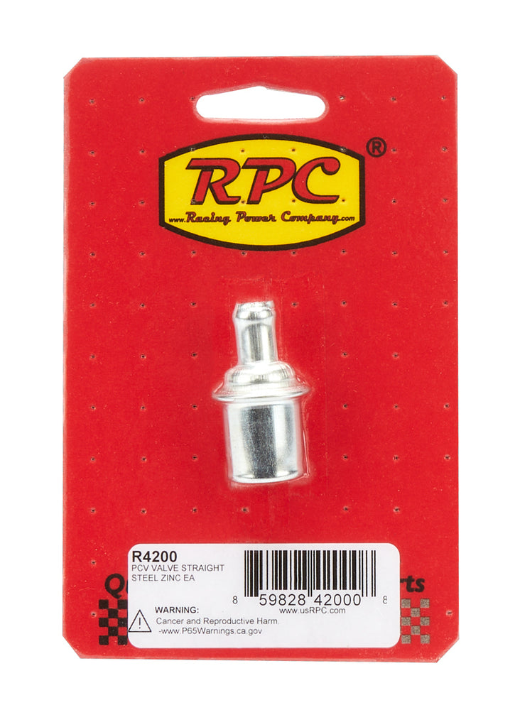 RACING POWER CO-PACKAGED R4200 PCV Valve Straight Steel Zinc Each
