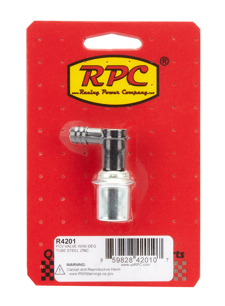 RACING POWER CO-PACKAGED R4201 PCV Valve w/90 Degree Tube Steel Zinc