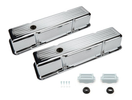 RACING POWER CO-PACKAGED R6130C SBC Aluminum Valve Cover Chrome Ball Milled Pair