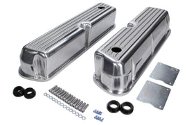 RACING POWER CO-PACKAGED R6175 SB Ford Aluminum Valve C overs - Tall Finned