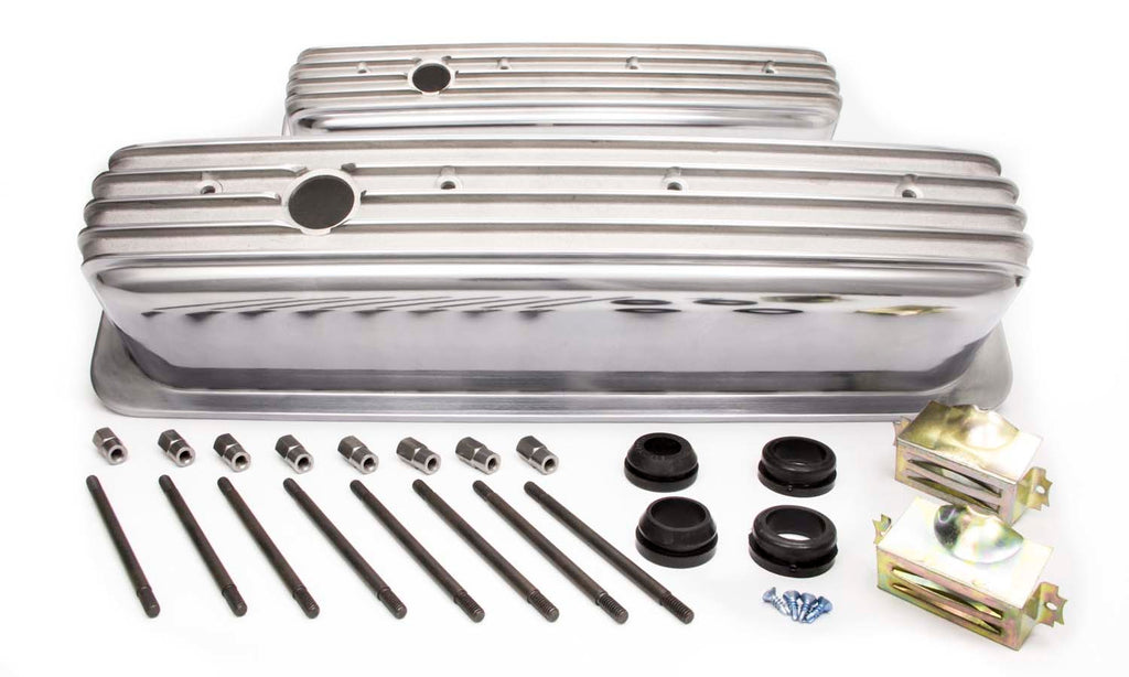 RACING POWER CO-PACKAGED R6191 SBC Alum Finned Tall Center Bolt V/C Polished