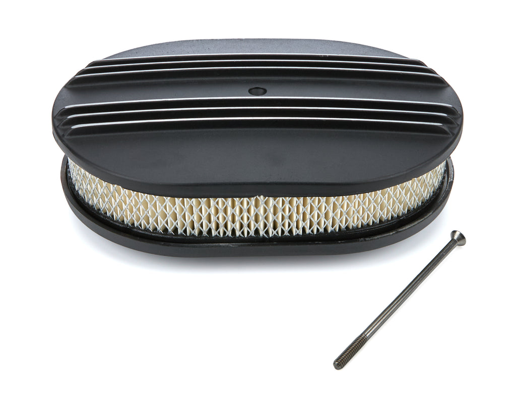 RACING POWER CO-PACKAGED R6313BK Air Filter 12X2 Oval Aluminum Finned Black