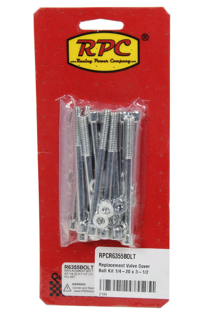 RACING POWER CO-PACKAGED R6355BOLT Replacement Valve Cover Bolt Kit 1/4-20 x 3-1/2