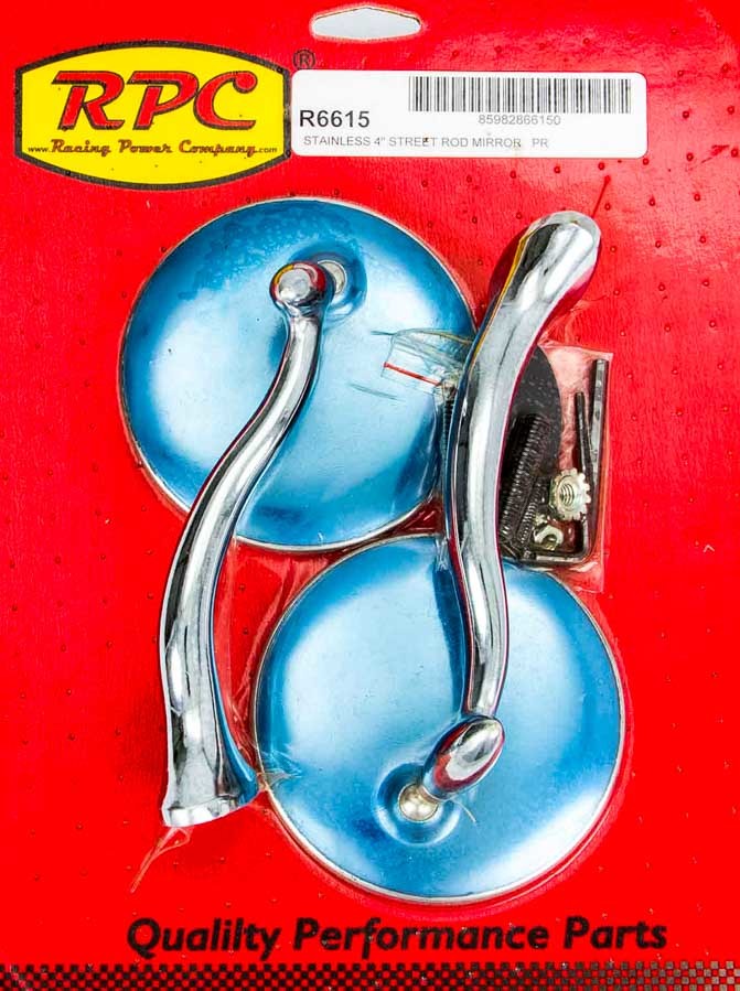 RACING POWER CO-PACKAGED R6615 Stainless Retro Street Rod Mirrors