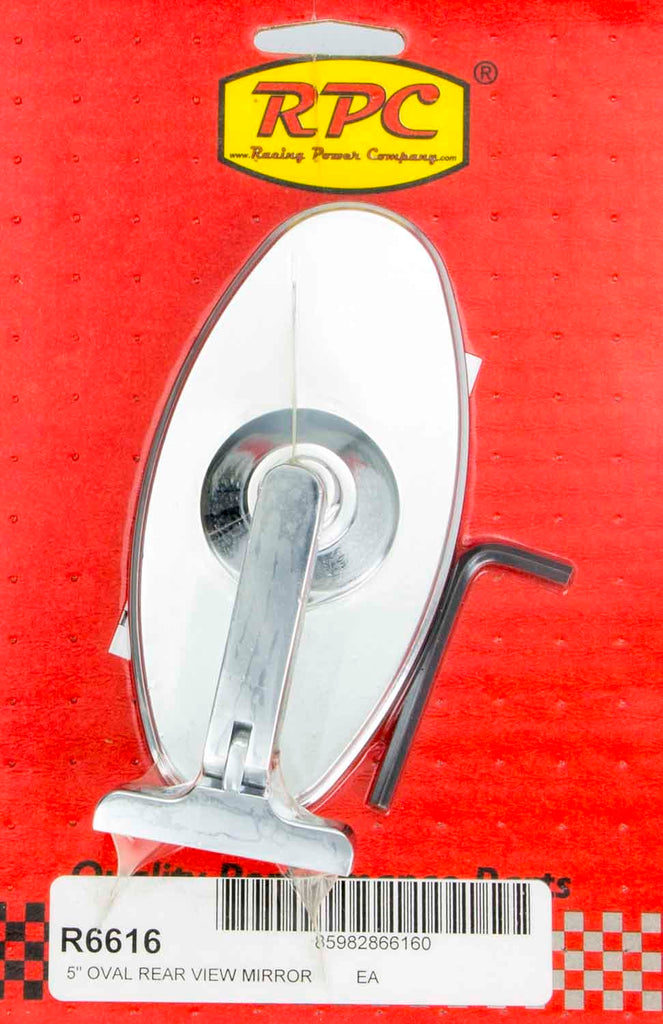 RACING POWER CO-PACKAGED R6616 Chrome Steel Oval 5in Interior Mirror
