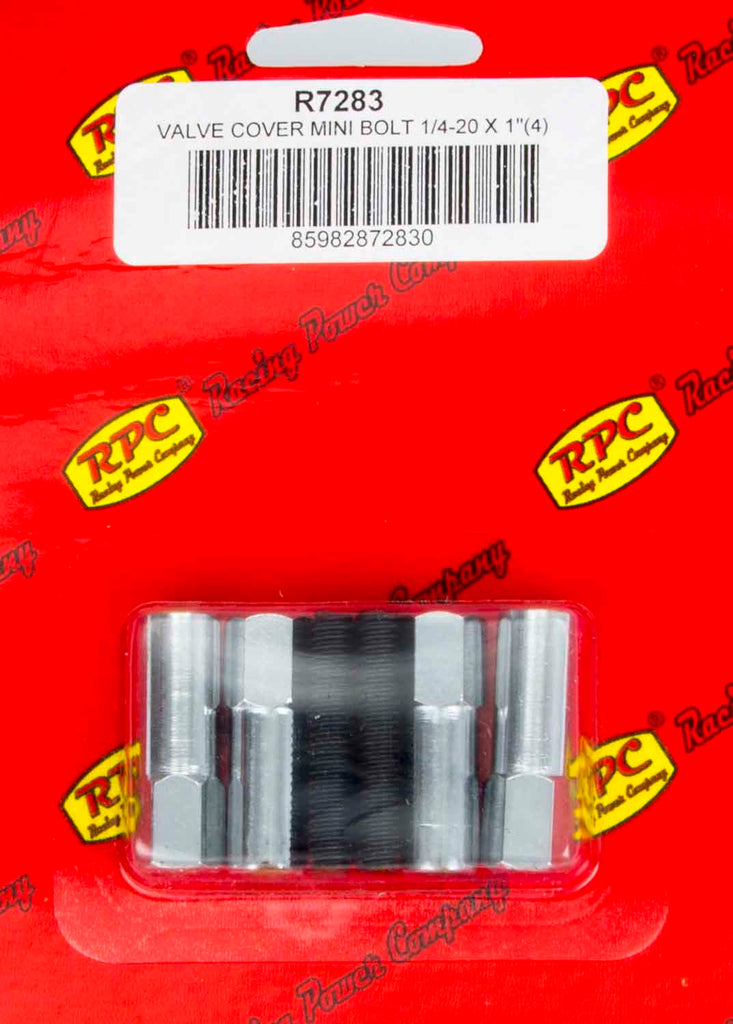 RACING POWER CO-PACKAGED R7283 Chrome V/C Mini Bolt (4) 1 3/8in x 1/4-20 Thread