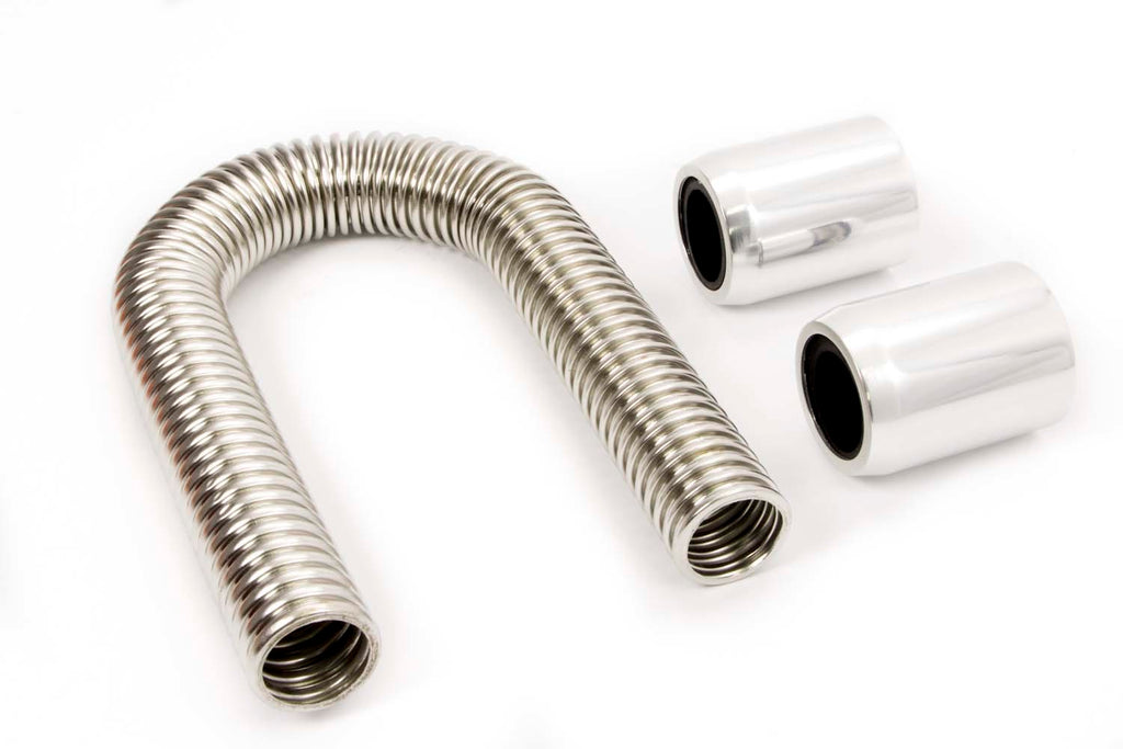 RACING POWER CO-PACKAGED R7301 12in Stainless Hose Kit w/Polished  Ends