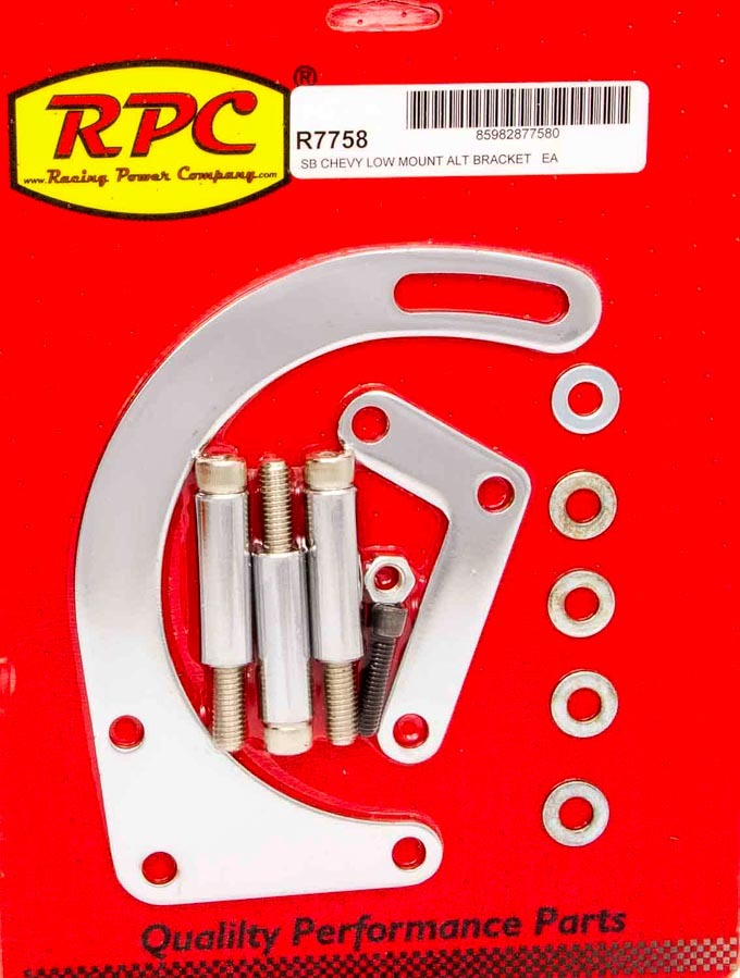 RACING POWER CO-PACKAGED R7758 55-69 SBC Steel Low Mt Alt Bracket Chrome