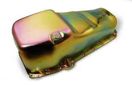 RACING POWER CO-PACKAGED R9005Z Oil Pan SB Chevy 1965-79 Lh Dipstick - Zinc