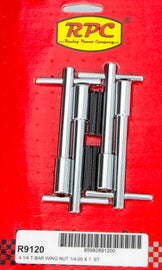 RACING POWER CO-PACKAGED R9120 4-1/4in Chrome Wing Nuts 1 1/4in-20  4pk