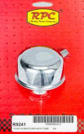 RACING POWER CO-PACKAGED R9241 Chrome Push In Breather w/Tube 2-3/4in Dia 3/4NK