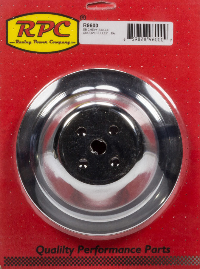 RACING POWER CO-PACKAGED R9600 Chrome Steel Water Pump Pulley SBC Short 7.1 Dia