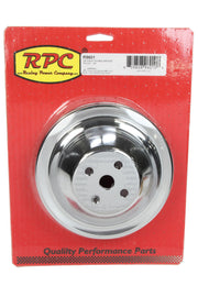 RACING POWER CO-PACKAGED R9601 SBC SWP 2 GROOVE WATER P UMP PULLEY CHROME