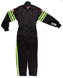 RACEQUIP 1950792 Black Suit Single Layer Kids Small Green Trim