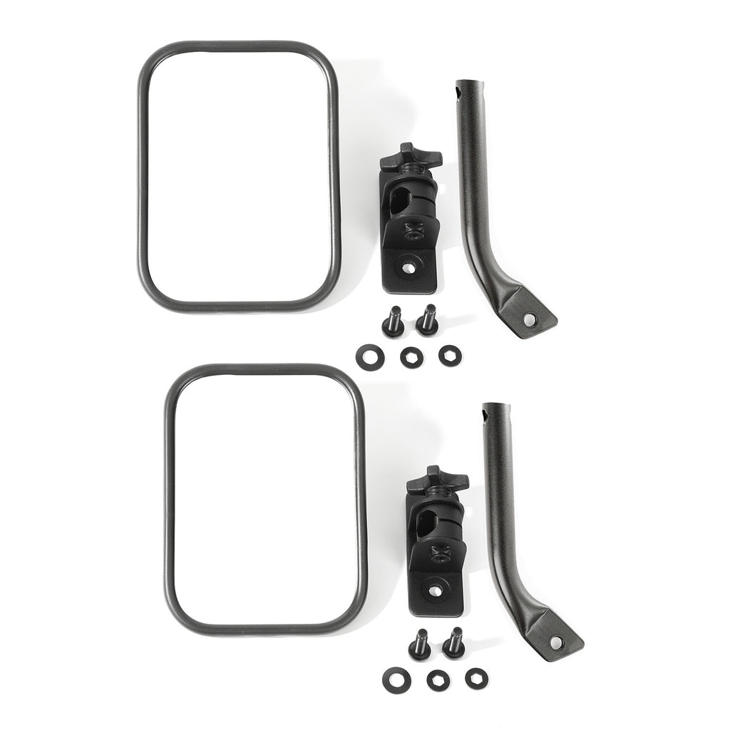 RUGGED RIDGE 11025.22 Stubby Trail Mirror Rect angular Pair Text Black