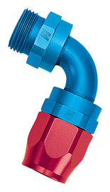 RUSSELL 612280 Russell 612280 Full Flow 90-Degree Hose End Fitting – 12 AN to 10 AN Male O-Ring, Aluminum, Blue/Red Anodized