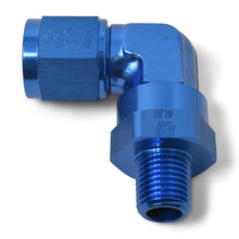 Load image into Gallery viewer, RUSSELL 614026 Russell 614026 6AN to 3/8 In NPT 90-Degree Swivel Aluminum Fitting, Blue Anodized