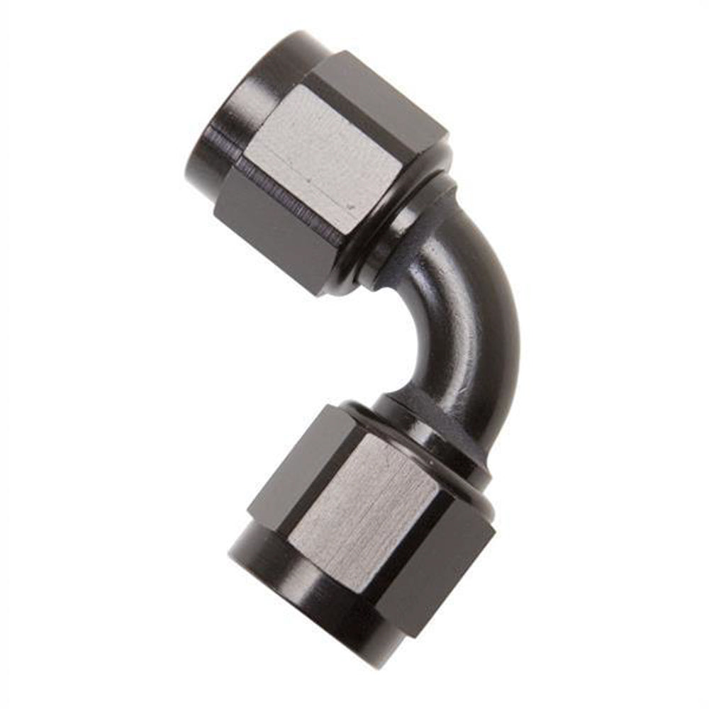 RUSSELL 640183 Russell 640183 10AN 90-Degree Female to Female Aluminum Fitting with Black Anodized Finish