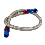 RUSSELL 641030 Russell 641030 Braided Stainless Steel Fuel Line Kit for Fuel Pump to Carburetor - Blue/Red Anodized Aluminum - 6 AN Fittings