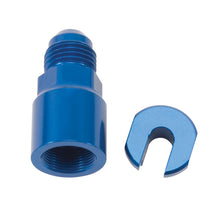Load image into Gallery viewer, RUSSELL 644130 Russell EFI Adapter Fitting 8AN Male to 3/8-inch SAE Quick Disconnect Aluminum Blue Anodized
