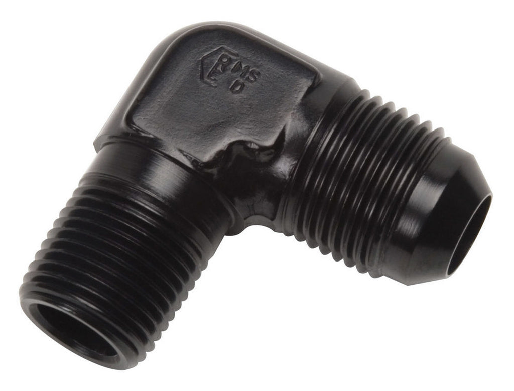 RUSSELL 660813 Russell 660813 4AN 90-Degree Aluminum Adapter Fitting with 1/4 Inch NPT Male Thread, Black Anodized