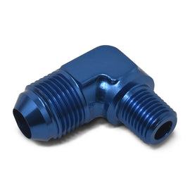 RUSSELL 660870 Russell 660870 8AN to 1/2 inch NPT 90 Degree Aluminum Fitting with Blue Anodized Finish