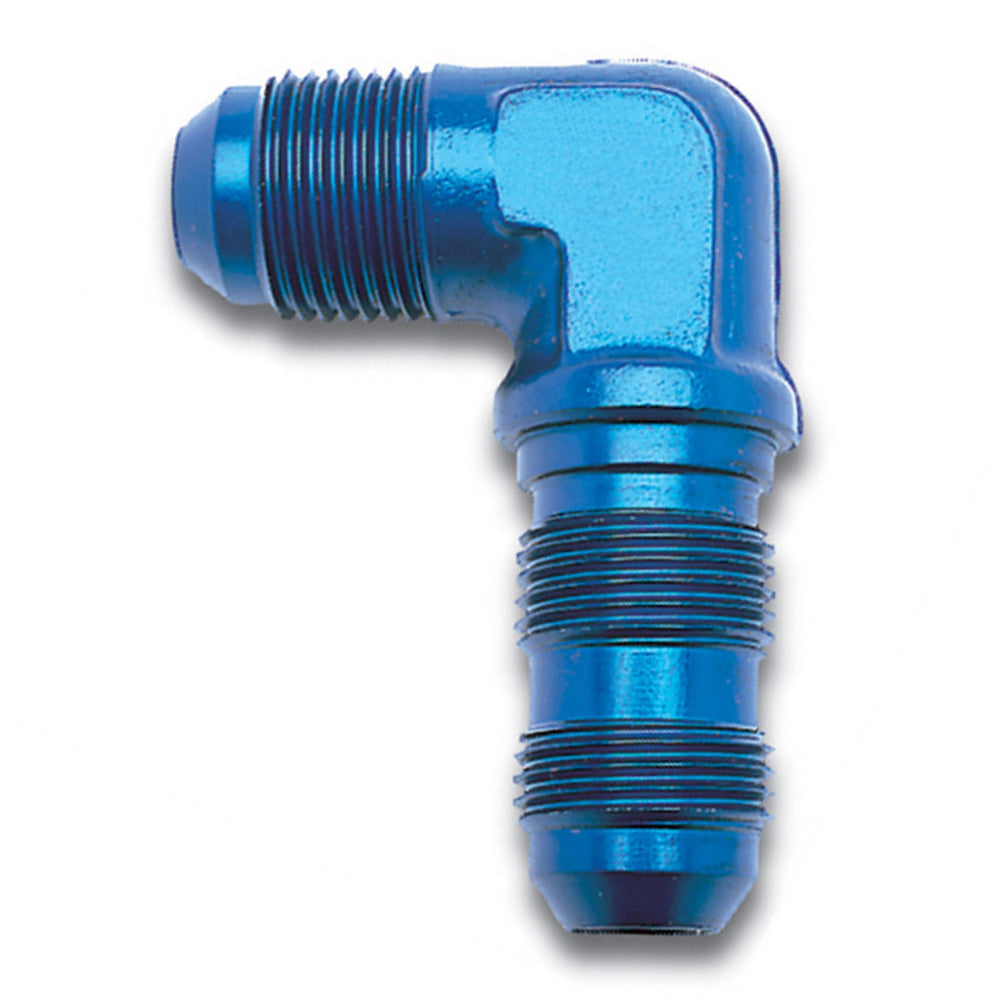 RUSSELL 661250 Russell 661250 6AN 90-Degree Bulkhead Fitting with Blue Anodized Aluminum