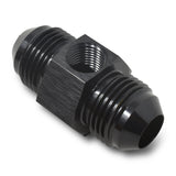 RUSSELL 670013 Russell 8AN Flare Union Male to Male with 1/8 Gauge Port - Black