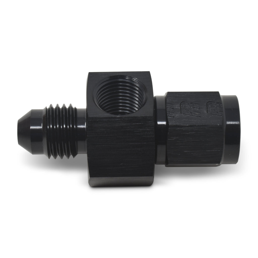 RUSSELL 670293 Russell 4AN Female to Male Fitting with 1/8 Inch Gauge Port, Black