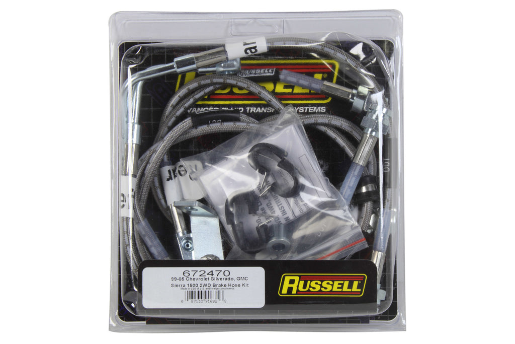 RUSSELL 672470 Russell Brake Hose Kit for 1999-2006 Chevy/GMC 1500 2WD - Front and Rear Stainless Brake Lines
