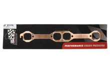 Load image into Gallery viewer, SCE GASKETS 4111 18 Degree SBC Copper Embossed Exhaust Gasket