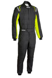 SPARCO 001154B66NRGF SPARCO Conquest 3.0 1-Piece Racing Suit Size 66, SFI 3.2A/5 Certified, Black and Yellow Nomex Fire-Resistant Suit