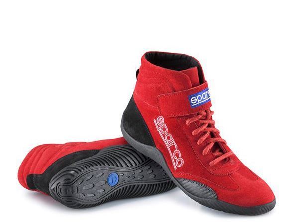 SPARCO 001272105R SPARCO Race 2 High-Top Driving Shoe Size 10.5 – Red with Suede Outer and Fire Retardant Inner