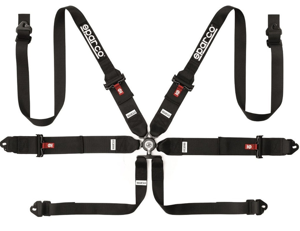 SPARCO 04818RH1NR Harness 6-Pt 3in to 2in Hans Steel Black