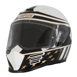 SIMPSON SAFETY SPBAM2XL SIMPSON SAFETY Speed Bandit Full Face Helmet with Americana Gold Graphics - White, X-Large