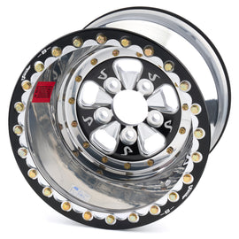 SANDER ENGINEERING 750151240IPOPH47MDBL24BM Sander Engineering 750 Series 15 x 12 Inch Aluminum Double Beadlock Wheel with Machined Center and Black Anodized Lip, Part Number 750151240IPOPH47MDBL24BM