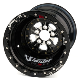 SANDER ENGINEERING 760161650IBOBP47MDBL-B Sander Engineering 760 Series 16x16 Aluminum Double Beadlock Wheel with Machined Center and Black Anodized Lip