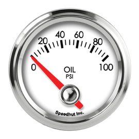 SPEEDHUT GAUGES L2-OP6-LEG Speedhut Gauges L2-OP6-LEG Legacy Electric Oil Pressure Gauge, 0-100 psi, White Face