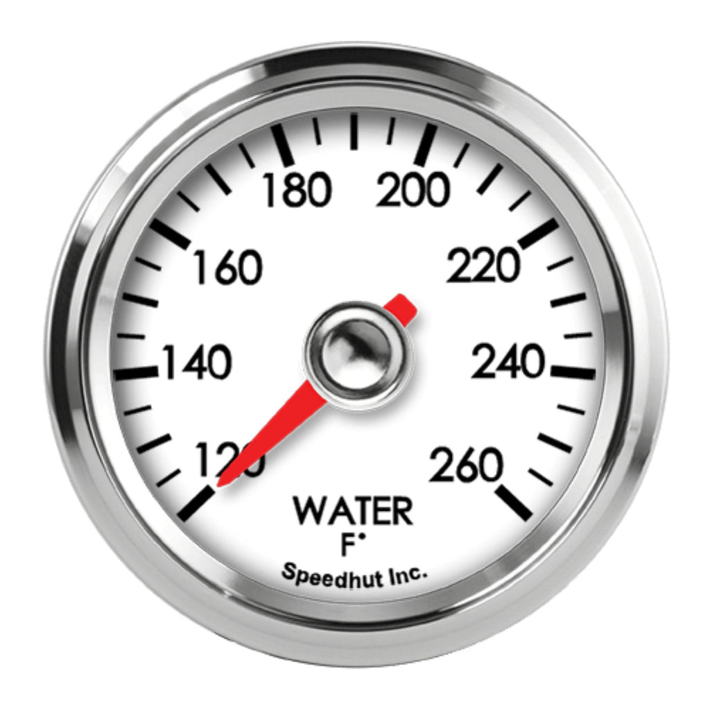 SPEEDHUT GAUGES L2-WT1-LEG SpeedHut Gauges L2-WT1-LEG Legacy Electric Water Temperature Gauge, 120-260°F, White Face