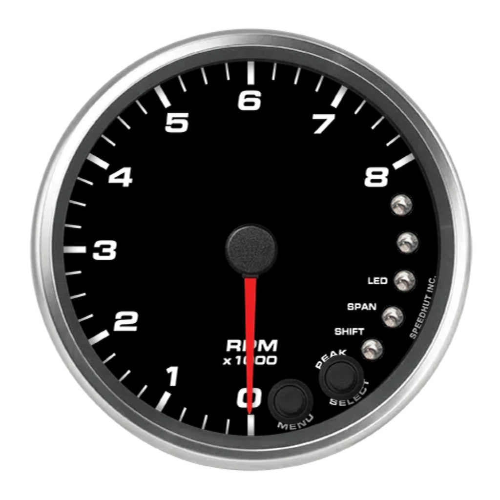 SPEEDHUT GAUGES R4-TC3-REV Speedhut Gauges R4-TC3-REV Revolution Electric Tachometer with Shift Light, 8,000 RPM, Black Face