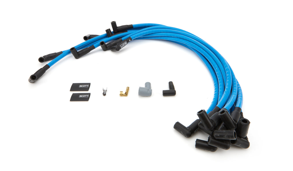 SCOTT PERFORMANCE CH-402-4 SBC Spark Plug Wire Set 90-Degree - Blue