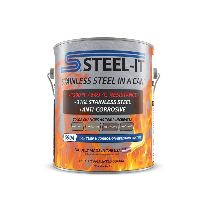 STEEL-IT FGPA5904G STEEL-IT FGPA5904G High Temp and Anti-Corrosion Stainless Steel Paint, 1 Gallon Can