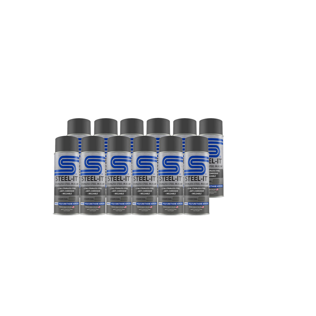 STEEL-IT CASE1006D STEEL-IT Charcoal Stainless Steel Paint in a Can - 12 oz Aerosol, Set of 12, Part Number CASE1006D