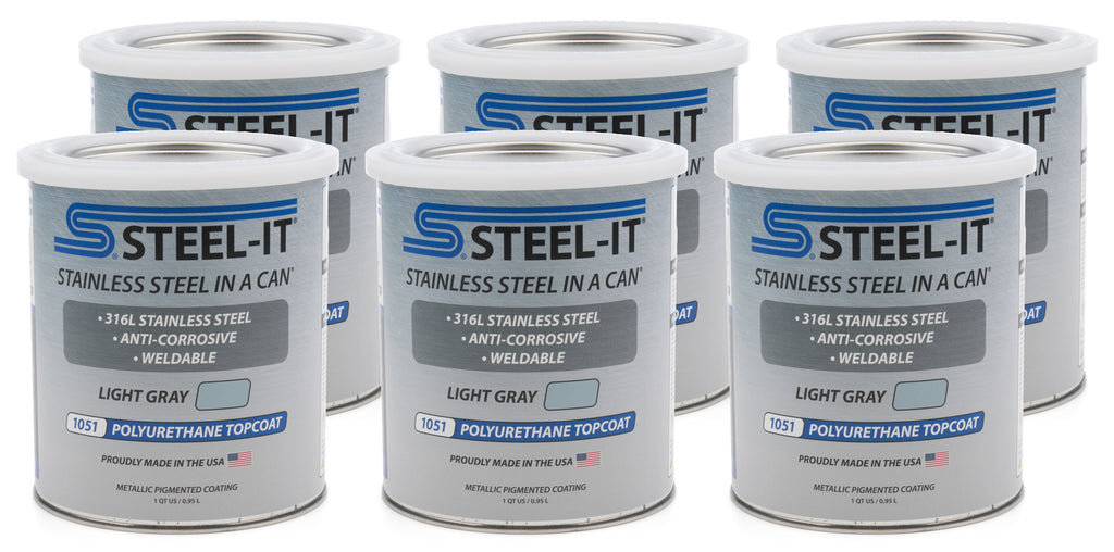 STEEL-IT CASE1051Q STEEL-IT CASE1051Q Light Gray Polyurethane Stainless Steel Paint, 1 Quart, Set of 6